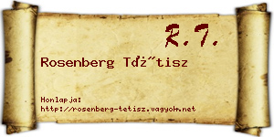Rosenberg Tétisz névjegykártya